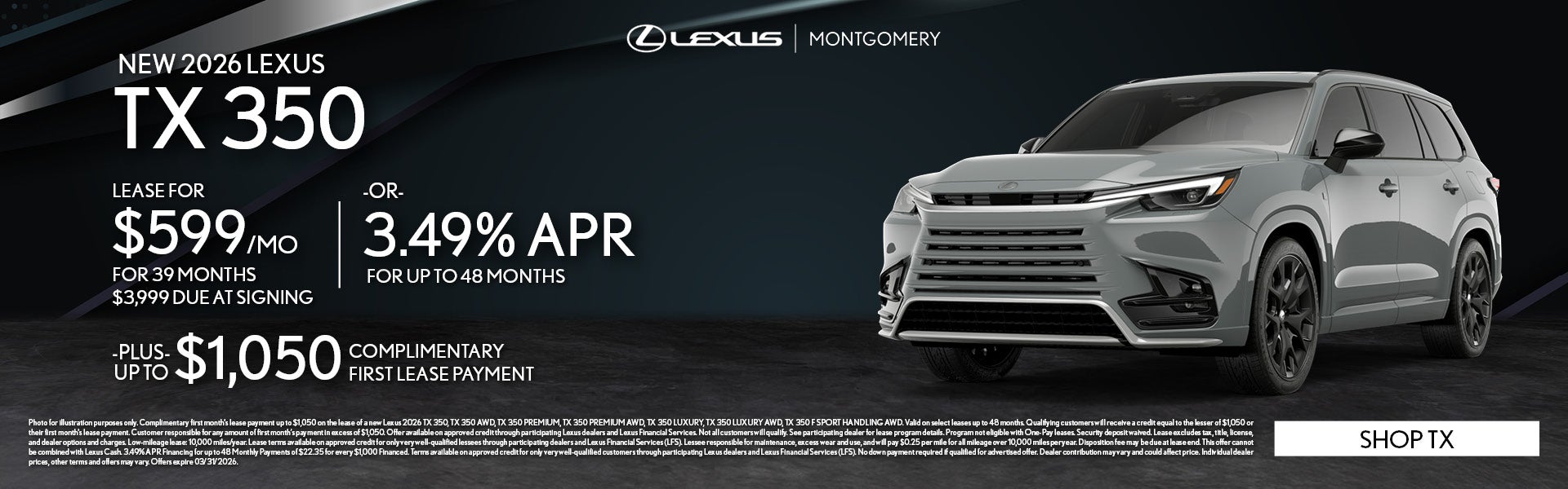 NEW 2026 LEXUS TX 350